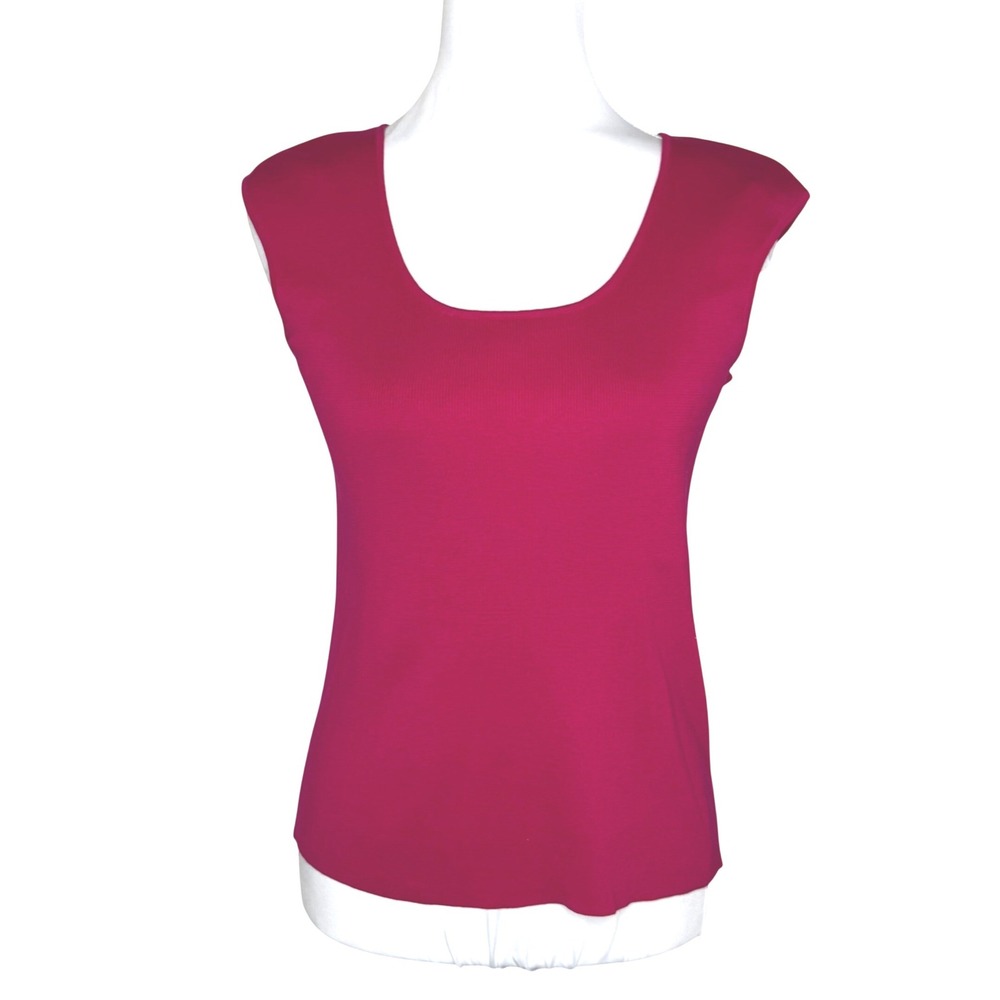 Coldwater Creek Womens XS Magenta Pink Silk‎ Cotton Ribbed Knit Scoop Neck Shell